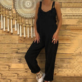 GETADME 여성 점프수트 편안한 롬퍼 얇고 피부 친화적인 루즈한 단색 여성 롬퍼 조절 가능한 스트랩 점프수트 긴 바지 롬퍼