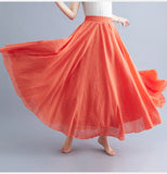 Robe longue en coton et lin Mori Girl, 28 couleurs, taille élastique, coupe trapèze, style ethnique, couleur unie, pour femme.