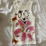 GETADME Summer Goth Punk Baby Tank Vintage Street Youthful Women Graphics Print Grunge Y2k Clothes Aesthetic Cute Slim Crop Top T-shirt