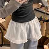 GETADME Y2K Mini Skirts Women Harajuku Aesthetic White Tulle Bandage Skirt Japanese Vintage Lolita Lace Trim Miniskirt Matching Pants