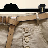 GETADME 시크 반바지 여성 벨트 한국식 솔리드 버튼 사이드 슬릿 A라인 스트리트웨어 패션 스커트 시크 하라주쿠 여름 루즈 팬츠