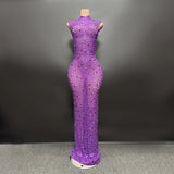 GETADME 우아하고 고급스러운 크리스탈 파티 드레스 생일 축하 드레스 신부 다이아몬드 롱 프롬 드레스 어머니 정장 그랜드 파티 드레스