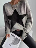 Knitted Women's Sweater Loose Casual O-neck Star Thick Casual Pullover Female Jumper Elegant Winter Autumn Trendy Sweater