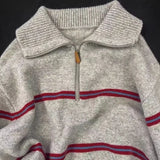 GETADME New autumn and winter zipper striped lapel women sweater loose lazy casual contrast sweater pullover men and women knitted tops