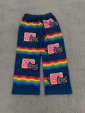 GETADME Nyan Cat Sweatpants Y2k Pants Baggy Men Elastic Waist American Streetwear Hip Hop Vintage Joggings Casual Pants Men Clothing