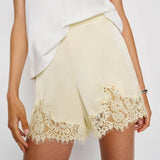 GETADME Women Y2k Slik Lace Trim Shorts Stain Pajama Micro Mini Slip Boxer Shorts Low Rise Lounge Pj Bottoms Pettipants Streetwear