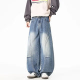 GETADME Men's Loose Casual Jeans Street Style Distressed Washed Straight Leg Pants Retro Vintage Luxury Jean Men Wide Jeans Four Seasons
