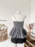 GETADME Ruffle Peplum Tube Cami Top: Waist-Cinching Sleeveless Crop Top Korean Style Chic Summer 2025 Bandeau For Petite Girl
