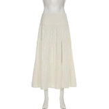 GETADME 야미니야 봄 여성 하이 스플릿 비치 A라인 스커트 캐주얼 루즈 하이웨이스트 홀리데이 휴가 스커트 화이트 맥시 보헤미안 스커트