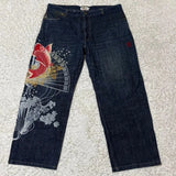 GETADME Harajuku Japanese Retro Selvedge Jeans Man Y2K High-end Brand Natural Indigo Dip Dyeing Harajuku Mopping Pants