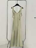 Summer French Fashion Vintage Long Prom Satin Dress Maxi Solid Color Frocks Women 2023 Evening Party Tunic Robe Design Vestidos