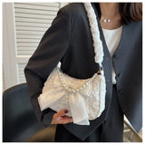 GETADME Pearl Female Bag Retro Luxury Designer Handbag Bow Crossbody Bags Fashion Canvas Women's 2025 Trend Shoulder bag Purses