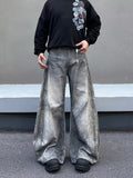 GETADME 2026 American Retro Y2K Streetwear Washed Grey Patchwork Baggy Jeans Pants For Men Clothing Wide Leg Long Trousers Ropa Hombre