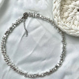 GETADME 우아한 불규칙 CCB &amp; 핑크 스톤 비즈 체인 하트 펜던트 목걸이 여성용 초커 디너 파티 발렌타인 데이 주얼리 N0498