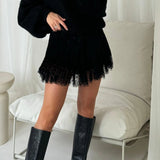 GETADME Fashion High Waist Pleated Mini Skirt Chic Ladies Lace Skirt Classic Women Vintage High Street Club Party Y2k Fairy A-line Skirt