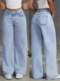 GETADME Jeans For Woman Y2k Clothes Light Blue Wide Leg Denim Pants Loose Fashion Simple Stretch Free Four Seasons Popular Casual