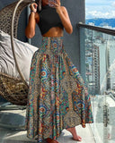 GETADME Fashion Cotton Women Floral Print Skirt Side Tie Beach Skirts Summer High Waist Wrap Flower Long Skirt