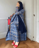 GETADME 가을 여성용 롱 코트, 레트로 프린트 긴팔 무슬림 아바야 사우디 패션 주름 허리 벨트