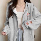 GETADME 2025 New Strawberry Print Zipper Hooded Jacket Spring And Autumn Thin Collection Fashion Trends Versatile Casual Lazy Wind