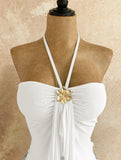 GETADME Women Halter Strapless Ruched Front Tie Ruffled Irregular Hem Slim Fit Cami Top Casual Going Out Fashion Top