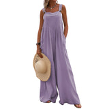 GETADME Overalls Women Summer Jumpsuit Outfits Plus Size Solid Color Casual Button Wide Leg Suspender Pants Overalls with Pockets