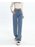 GETADME New Autumn And Winter Styles Suitable For All Seasons Basic Jeans For Women High Waist Retro Wide Leg Versatile And Casual Jeans