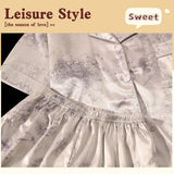 GETADME 여성용 2개 세트 귀여운 프린트 반팔 버튼 탑 및 반바지 핑크색 잠옷 부드럽고 편안한 홈웨어 캐주얼 라운지웨어 파자마 세트