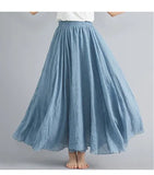 Robe longue en coton et lin Mori Girl, 28 couleurs, taille élastique, coupe trapèze, style ethnique, couleur unie, pour femme.