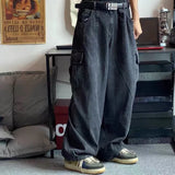 GETADME Baggy Jeans Men's Oversize Cargo Korean Black Wide Pants Streetwear Hip Hop Harajuku Male Fashion Straight Denim Pants
