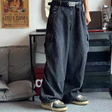 GETADME Baggy Jeans Men's Oversize Cargo Korean Black Wide Pants Streetwear Hip Hop Harajuku Male Fashion Straight Denim Pants