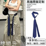 GETADME Long Skinny Plaid Waist Belt With Jeans Necktie Scarf Decorative Accessory Personality Trendy Hairband Fashionable Accessory