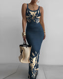 GETADME Dresses For Women 2025 Sexy Spaghetti Strap Color Printed Long Dress Evening Y2k Sleeveless Solid Skinny Bodycon Maxi Vestidos