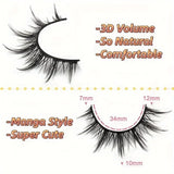 GETADME 7 Pairs Manga Lashes - Natural Look, 3D Volume, Wispy, Fluffy, Spiky, Anime & Cosplay Eyelashes - Pack