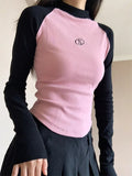 Getadme-Y2K Aesthetic Basic Slim Crop Tops Women Harajuku Vintage Graphic T Shirts Korean Casual Long Sleeve Tees Grunge Kpop
