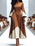 GETADME Jennifer Party Evening Dresses Women Midi Dress Long Dresses with Sleevess 2025 A-Line Pleated Pockets High Neck Dresses