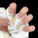 GETADME Gentle Light Pink French Fake Nails 24/30Pcs Almond Acrylic Press On Nails Polka Dot Printed Women and Girls Charm False Nails