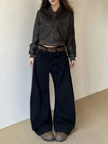GETADME American Vintage 2000s Style High Waist Camel Jeans Pants Spring Fashion Women's Baggy Y2K Wide Leg Denim Trouser Female Clothes