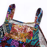 GETADME Captivating New Women Summer Overalls, Multicolor Ethnic Style Square Neck Sleeveless Casual Jumpsuit with Pockets for Girls