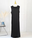 GETADME 베이직 플레인 언더 새틴 아바야 이너 드레스 고품질 화이트 민소매 슬립 드레스 화이트 플레인 이드 라마단 이슬람 의류