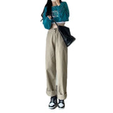 GETADME High Waist Wide Leg Jeans Ins Retro Loose Straight Mopping Pants