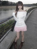Getadme Vintage Elegant Streetwear Knitted Pullovers Women Korean Fashion Sexy Bow Bandage Slash Neck Slim Sweater Solid Chic