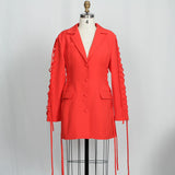 GETADME Evening African Dresses Pink Street Wear Women Mini Sexy Club Wear Notched Collar Long Sleeve V Neck Night African Dress Blazer