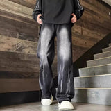 GETADME Autumn And Winter Dye Jeans Mens Denim Jeans New Casual Jeans Straight Leg Pants Baggy Pants Hip-Hop Pants