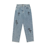 GETADME Prints Jeans Men 2026 New Streetwear Baggy Wide Leg Jeans Korean Fashion Drapes Straight Casual Loose Denim Cargo Pants