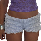 GETADME Women s Lace Trim Elastic Waist Pajama Shorts with Ruched Detail - Soft and Comfortable Sleepwear Bottoms for Summer Casual Wear