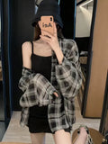 Getadme-Blouses Women Plaid Chic Daily Outwear Loose Vacation Elegant Simple Long Sleeve Shirts Ladies Korean Summer Sun-proof Shirt