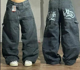 GETADME American Fashion Hip Hop Joker Oversized Jeans Women Street Y2K New Clearance Spot Hot Mopping Wide-leg Pants Unisex Loose Jeans