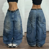 GETADME American New Fashion Oversized Pattern Printed Washed Jeans Men Y2K Gothic Rock Popular Casual Joker High Waist Wide Leg Pants