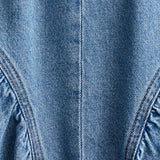 GETADME 캐주얼 라운드넥 레이스업 백리스 데님 드레스 슬리브리스 하이웨이스트 루즈 지퍼 로브 여름 하이스트리트 섹시 솔리드 의류