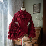 GETADME 2025 Japanese Lolita Blouse White - Cute Puff Sleeve Shirt with Lace Cuffs for JSK Dress Sweet Vintage Style Underblouse